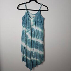 Knox Rose Size S Green Dip-Dye Spaghetti Strap Midi Dress in Aqua Beach